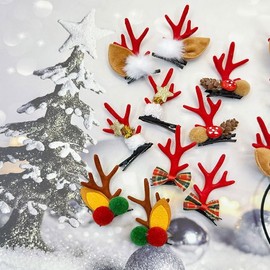 Christmas Reindeer Antler Hair Clip Set (2-Pack) - Perfect for Winter Parties Hair Accessory: Christmas Clip 2P (Bell) 6ea