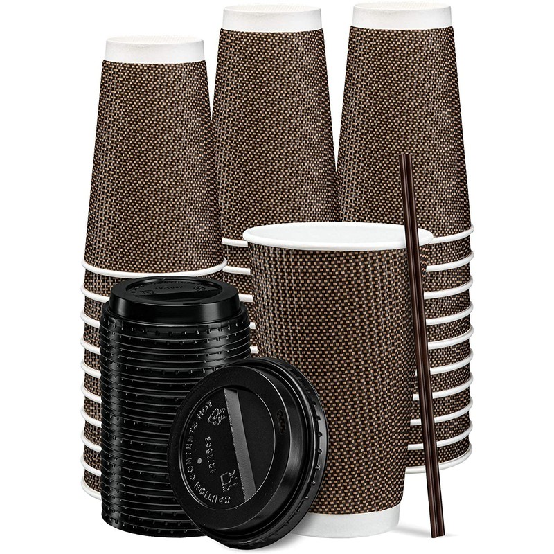 GUSTO [16 oz. - 50 Sets Insulated Brown Patterned Ripple