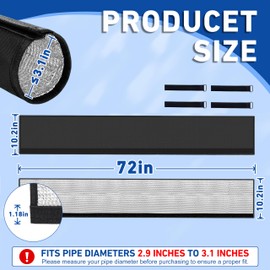 COVERTIFY 5 Layers HVAC Copper AC Line Pipe Insulation Cover Outdoor 72in x 10.2in, 600D Waterproof Portable AC Hose Insulation Sleeve, Foam Insulation Duct Mini Splits Water Pipe for All Season