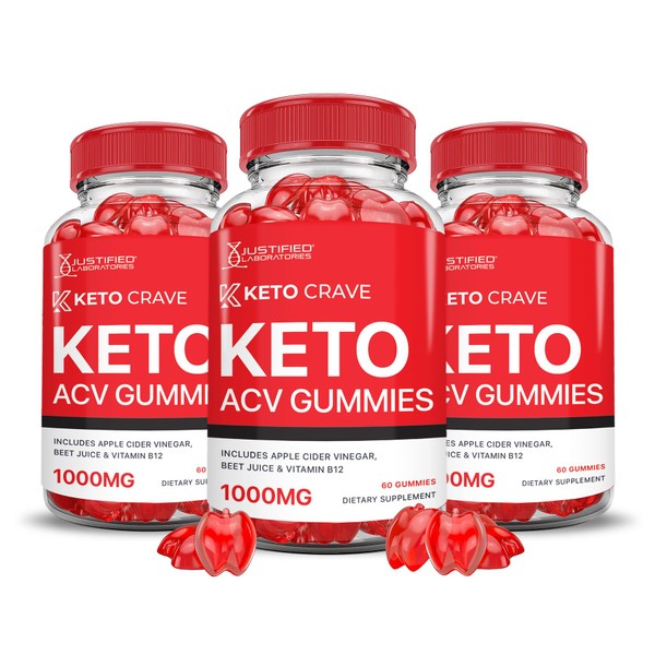 (3 Pack) Keto Crave Keto ACV Gummies Advanced Formula 1000MG
