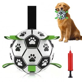 YHSKJCD Dog Football Ball and Tug Toys for Small & Medium Dogs - Interactive Water Toys with Grab Tabs