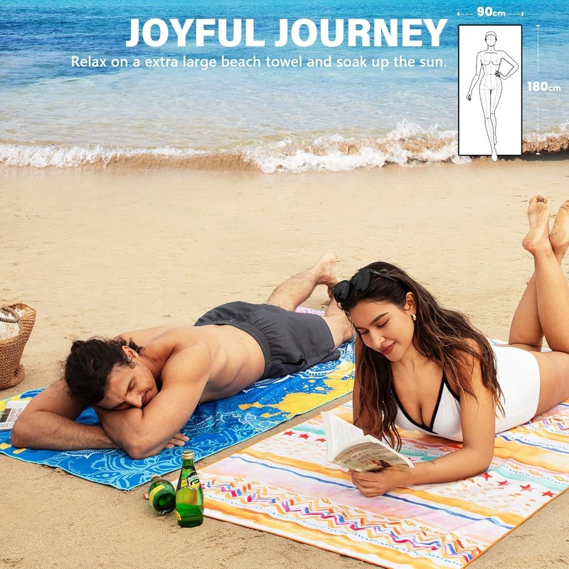 2 Pack Microfiber Beach Towel Quick Drying, Extra Large 71"