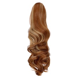 Felendy Ponytail Extension Claw 18" 20" Light Auburn Mix Ash Blonde Curly Wavy Straight Clip in Hairpiece One Piece A Jaw Long Pony Tails for Women