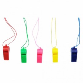 Colorful Plastic Whistle with Lanyard Self-defense Whistle 12ea