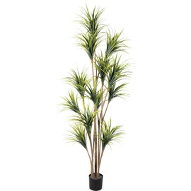 Artificial Dracaena Tree 8.2ft Fake Tropical Plant for Home Decor, Beautiful Realistic Leaves and Trunks for Indoor Home Outdoor Backyard Office Pool Big House Decor, 1 Pack