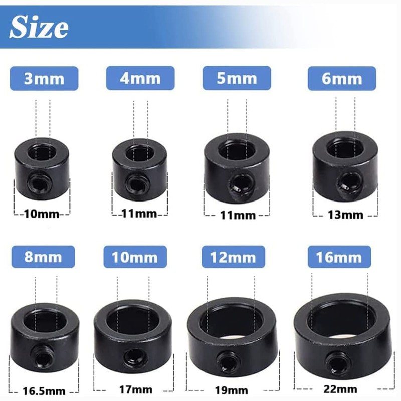 Eyech Drill Stop Collars, 16pcs Adjustable Depth Stop Collars for