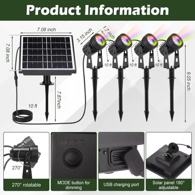 Grinsvalley 2 Set 4 in 1 RGB Solar Landscape Spot