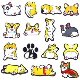 Cute Corgi Dog Shoe Charms 15 PCS Shoe Decoration Charms Kids DIY Crafting Accessories