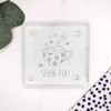 eBuyGB Engraved Square Glass Coaster -Seven-Tea Design - 70th Birthday