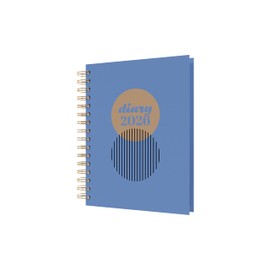 Collins - Scandi - 2026 12 Month Calendar Year Planner, Day-To-Page with 1/2 Hourly Appointments Diary, A5 Wiro Bound Hard Cover - Blue (E-PW51.60-26)