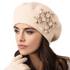 Kamea Women's Smooth Beret Gorycja, Beige,One Size