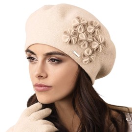 Kamea Women's Smooth Beret Gorycja, Beige,One Size