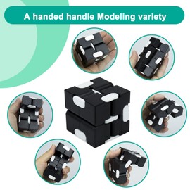 Infinitycube - Juguete para aliviar el estrés para niños y adultos, bonito accesorio único de bolsillo para aliviar la ansiedad y matar el tiempo (negro/blanco)