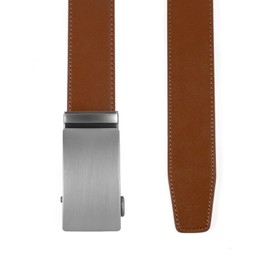 Founders & C Men's Ratchet Belt 1 3/8",Leather Dress Belt Adjustable with Click Sliding Buckle Trim to Exact Fit (Silver Buckle-Tan, 28"-42" Waist Adjustable)