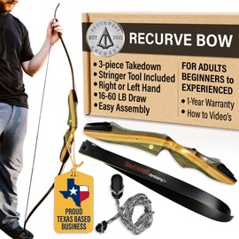 Spyder Takedown Recurve Bow - Hunting & Target Bow - Fast, Accurate, Versatile - Handcrafted Riser - Fiber Glass Maple Limbs - 62" Left Hand, 40lb with Stringer Tool
