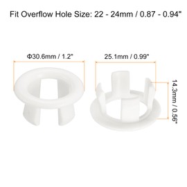 uxcell Sink Trim Overflow Cover, 3Pcs Sink Overflow Rings Bathroom Kitchen Basin Drain Cover Hole Insert in Round Caps, White