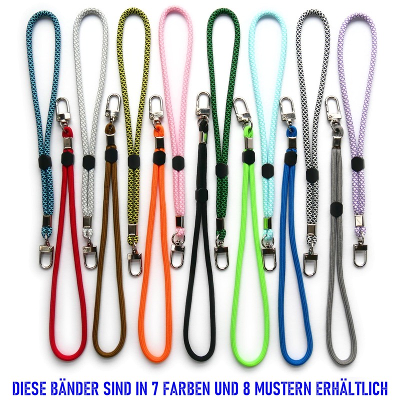 trage.band® Short Adjustable Wrist Strap with Carabiner Hook Blue