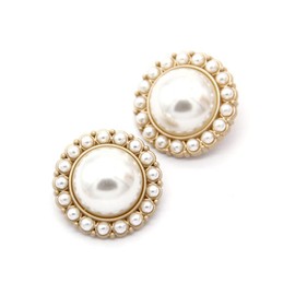 5 PCS Pearl Gold Metal Women Coat Buttons for Clothing Sweater Decoration Sewing Crafts Accessories (#7, 23mm)