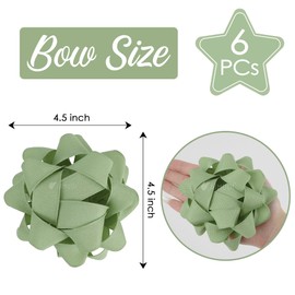 AIMUDI Sage Green Grosgrain Gift Bows 4.5'' Present Bows for Gift Wrapping Self Adhesive Gift Wrap Bows for Party, Holiday, Wedding Decorations - 6 Counts