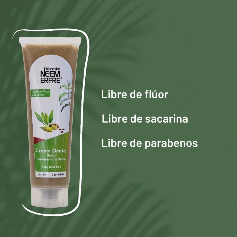 Bienestar Neem Erfre Crema Dental Natural Sabor Cardamomo Y Salvia