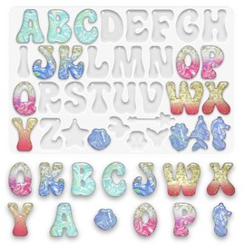 Silicone Alphabet Molds Resin Letter Molds Chocolate Silicone Resin Molds Alphabet Keychain Molds Resin Jewelry Molds with Holes Reversed Alphabet Fondant Molds for DIY Keychain Jewelry Making