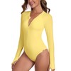 RELLECIGA Women's Lemon Yellow Long Sleeve Rash Guard One Piece