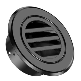 6 Inch Round Vent Cover, HG Power Aluminium Alloy Louver Gable Vent, Black Soffit Vent with Built-in Screen Mesh for Bathroom Kitchen Office Ventilation 5.66”