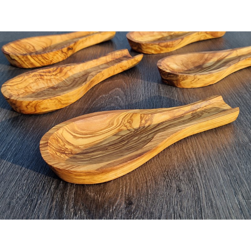 Cleminson Olive Wood Kitchen Spoon Rest, Hand-Carved, 23 x 9