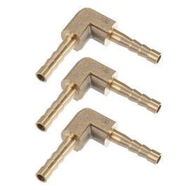 X AUTOHAUX 3 Pcs 4mm 0.16" Brass Car Barb Hose Fitting L Shape 2 Way Connector for Joiner Air Water Fuel Gas
