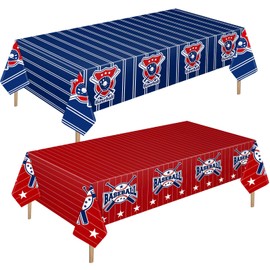 Mixweer Baseball Plastic Tablecloth Baseball Party Disposable Table Cover Baseball Party Supplies Plastic Baseball Theme Table Cover Rectangle Grass Decoration for Stadium 54 x 108 Inch (2 Pcs)