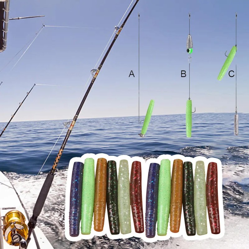 Señuelos De Pesca Con Gusanos, Juego De Cebos De Pesca