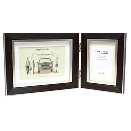 VANJOH フォトフレーム ツインフレームクラシック 「 L判×1,ポストカード×1 」 ダークブラウン TF-K53DB