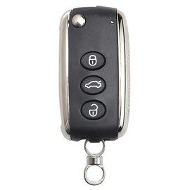 Keyecu - Carcasa para llave de coche con 3 botones para Bentley Continental GT GTC Mulsanne 2004-2016 P/N: KR55WK45032, Botón 3, Pequeño