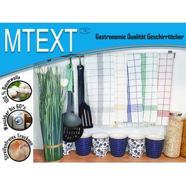 MTEXT Tea Towels, Kitchen Towels, 100% Cotton, Pack of 10, 50 x 70 cm, 60 g, Grey / White Checked (Grey)