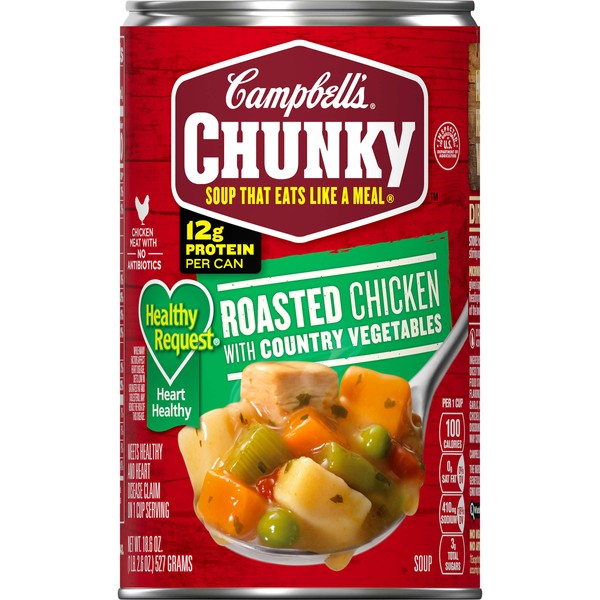 Campbell’s Chunky Healthy Request Soup, Roasted Chicken Soup with Country Vegetables, 18.8 Oz Can (Case of 12)