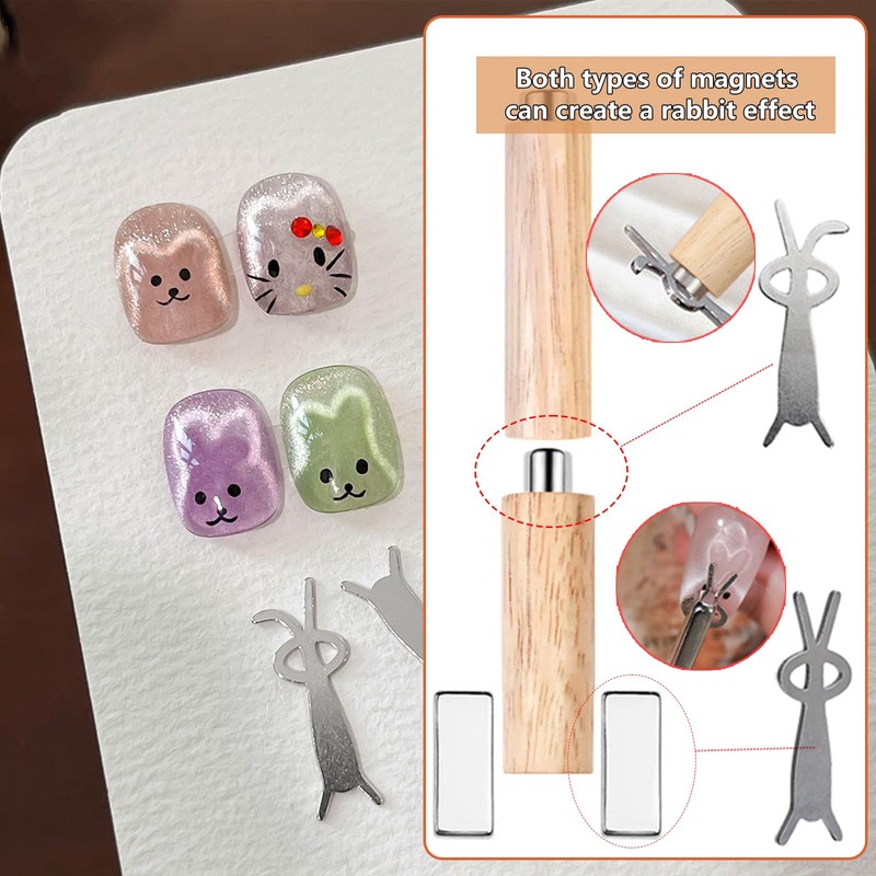 HYWWPFLAY Cat Eye Nail Magnet Tool - 4 PCS Rabbit,