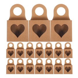 VILLCASE 25 Pieces Kraft Paper Wine Bottle Box with Window, Hanging Foldable Wine Window Boxes, Wine Candy Gift Boxes for Holding Candy Truffles Chocolate Cookies