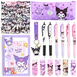 st Kawaii Stationery Set, Cute Stationary School Supplies Purple Girls Stationary Gift Sets with Gel Pens Pencil Case Notebook Stickers Bookmarks Keychains Back to School Gift for Girls Boys Kids