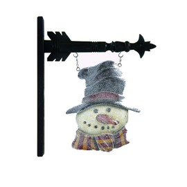 K&K Interiors B7750 Resin Glitter Snowman in Top Hat Arrow Replacement, White/Black