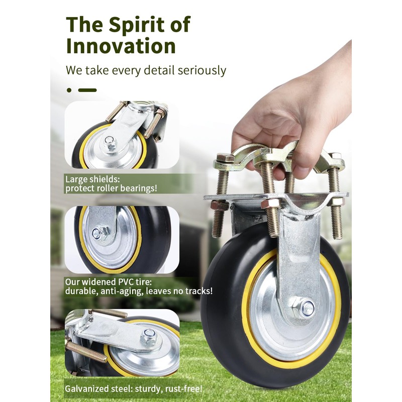 Gate Wheels for Metal Tube Gate - 2 Pack 6"