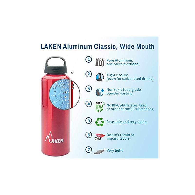 Laken Classic Water Bottle .75 Liter,Aluminum