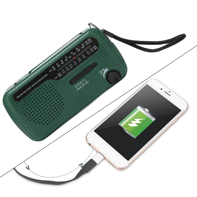 Hand Crank Solar Radio AM FM SW1 SW2 Camping LED
