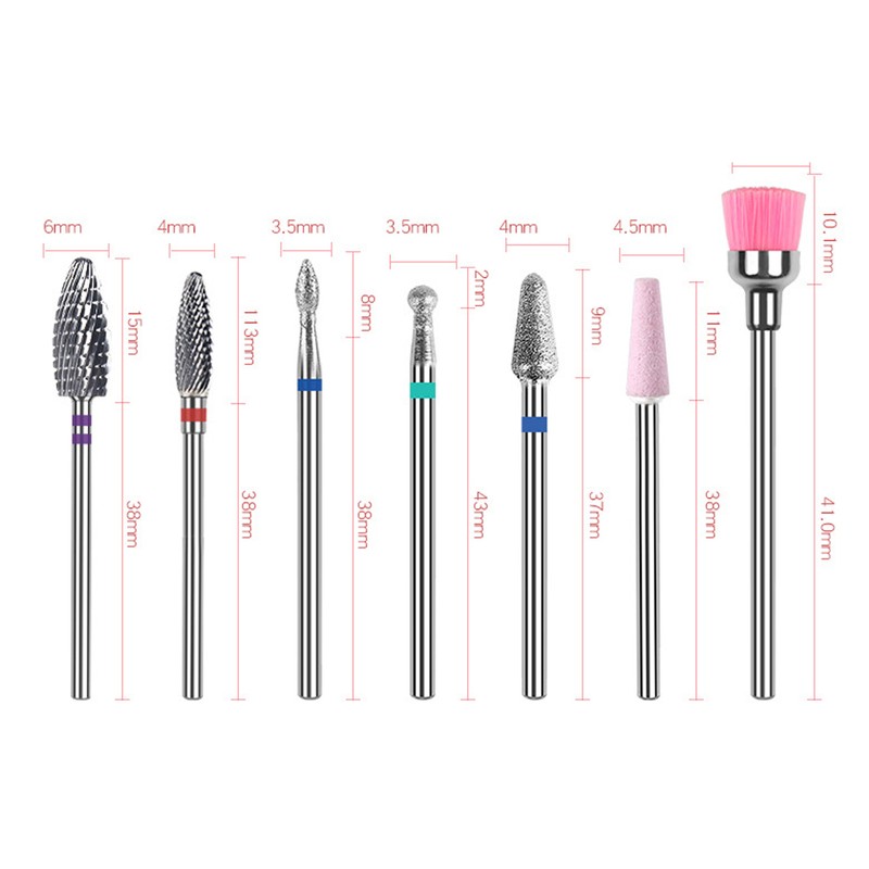 7pcs Electric Nail Drill Bits Set Manicure Pedicure Nail Polishing