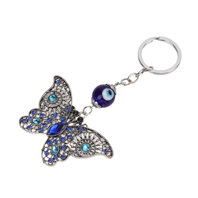 5Pcs Rhinestone Keychain Handcrafted Exquisite Beautiful Shiny Butterfly Shape Evil