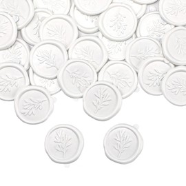 Berirexrion White Wax Seal Stickers - 30 PCs Real Adhesive Sealing Stickers Botanical Leaves Letter Stickers Handmade Vintage Sticker Perfet for Wedding Invitations Christmas Bussiness Envelope Craft