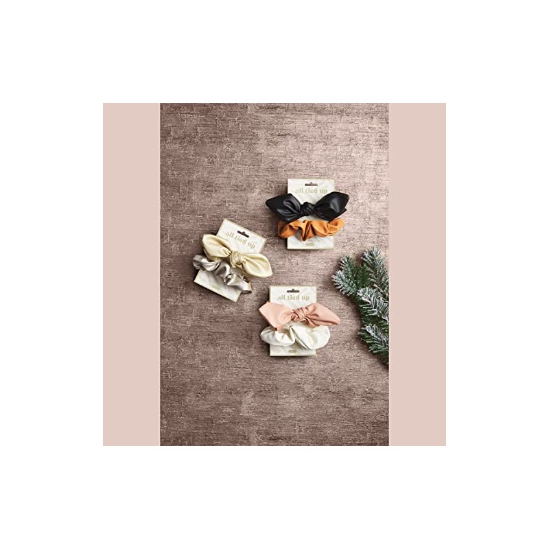 Mud Pie Leather Womens Scrunchie Set, Blush