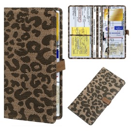 TILDOSAC Car Registration & Insurance Card Holder Leather Auto Glove Box Organizer Document Wallet with Magnetic Shut (Leopard, large)