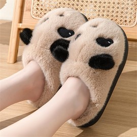 WYIKE Panda Slippers Women's Plush Animal Slippers Warm and Soft Home Slippers for Indoor/Outdoor (Brown, 8-9 Women)