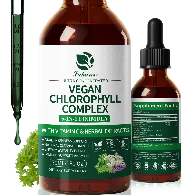 LUKAREE 2 Pack Liquid Chlorophyll Drops For Immune Support -