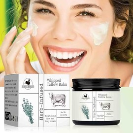 Bálsamo de Sebo de Res Batido Y Miel,Crema Facial con Acabado de Pasto de Animales Alimentados con Pasto,Bálsamo de sebo,Natural Moisturizer for Face & Body